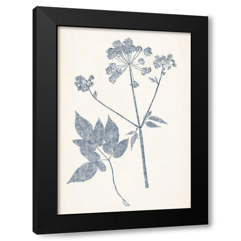 Navy Botanicals IV Black Modern Wood Framed Art Print with Double Matting by Vision Studio