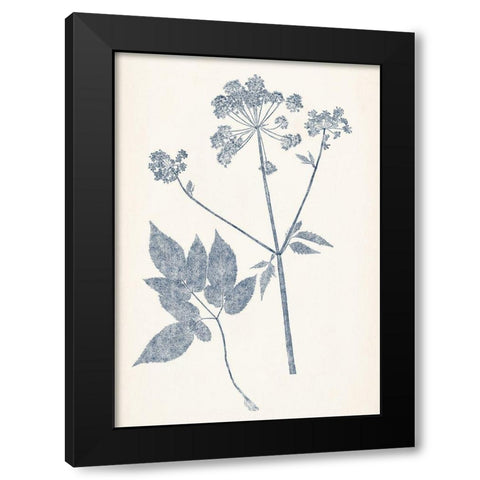 Navy Botanicals IV Black Modern Wood Framed Art Print by Vision Studio