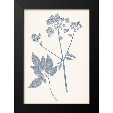 Navy Botanicals IV Black Modern Wood Framed Art Print by Vision Studio