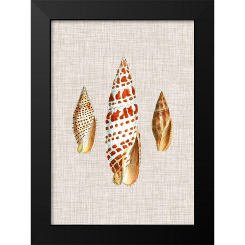 Antique Shells on Linen I Black Modern Wood Framed Art Print by Vision Studio