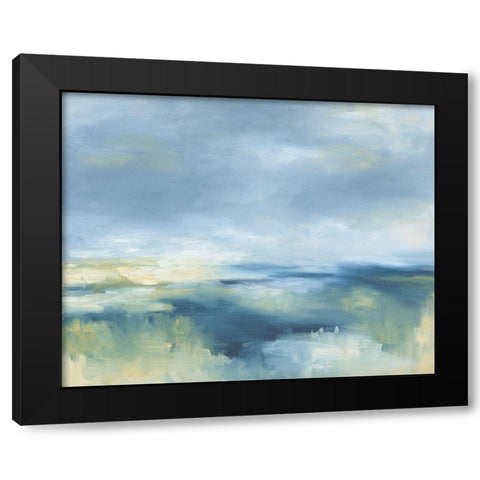 Coastal Blues Black Modern Wood Framed Art Print with Double Matting by Keusder, Danusia