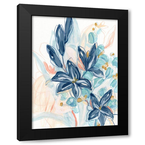 Blooming Blues II Black Modern Wood Framed Art Print with Double Matting by Vess, June Erica