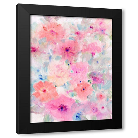 Bright Floral Design I Black Modern Wood Framed Art Print with Double Matting by OToole, Tim