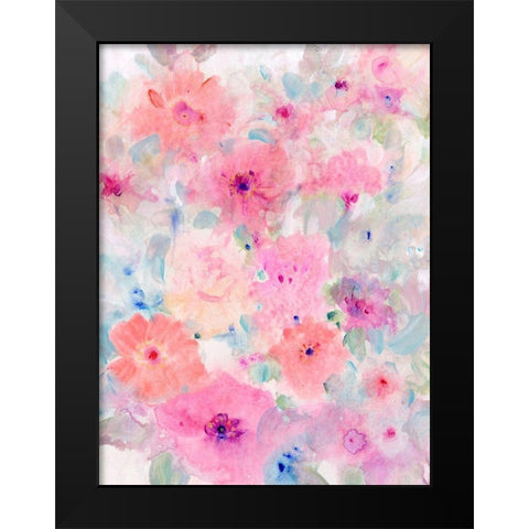 Bright Floral Design I Black Modern Wood Framed Art Print by OToole, Tim