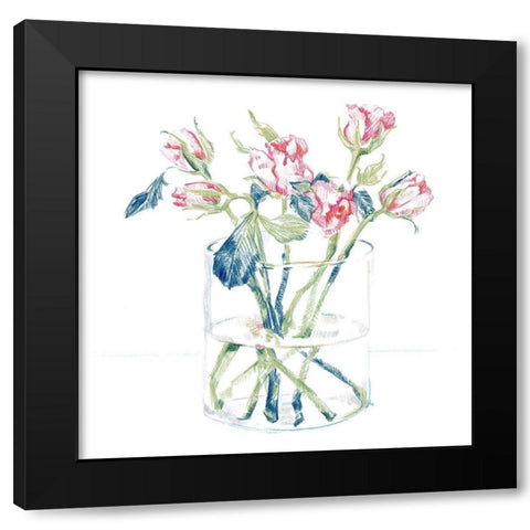 Hockney Roses I Black Modern Wood Framed Art Print with Double Matting by Caroline, Emma
