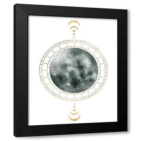 Lunar Phase I Black Modern Wood Framed Art Print with Double Matting by Wang, Melissa