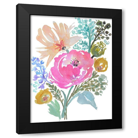 Flower Posy I Black Modern Wood Framed Art Print with Double Matting by Fields, Karen