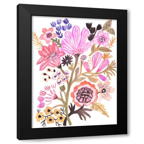 Flower Posy III Black Modern Wood Framed Art Print with Double Matting by Fields, Karen