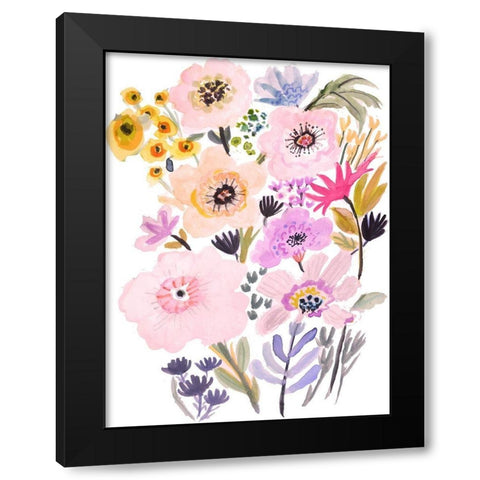 Flower Posy V Black Modern Wood Framed Art Print with Double Matting by Fields, Karen