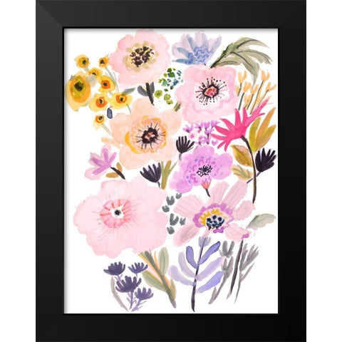 Flower Posy V Black Modern Wood Framed Art Print by Fields, Karen