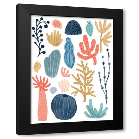 Reef Assortment I Black Modern Wood Framed Art Print by Vess, June Erica