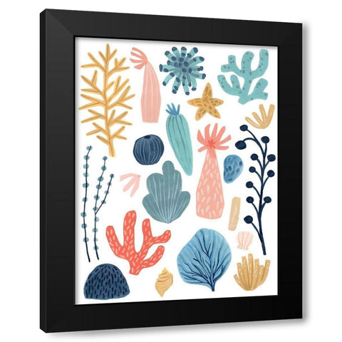 Reef Assortment II Black Modern Wood Framed Art Print by Vess, June Erica