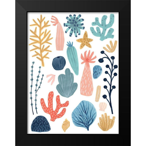 Reef Assortment II Black Modern Wood Framed Art Print by Vess, June Erica