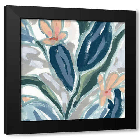 Expressive Garden II Black Modern Wood Framed Art Print by Vess, June Erica