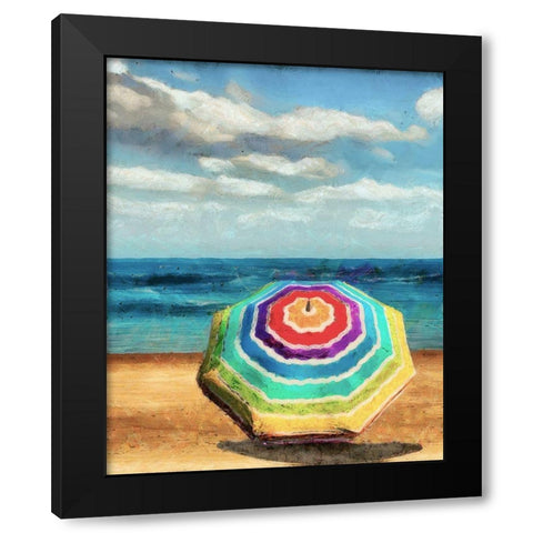 Beach Umbrella I Black Modern Wood Framed Art Print by Saunders, Alonzo
