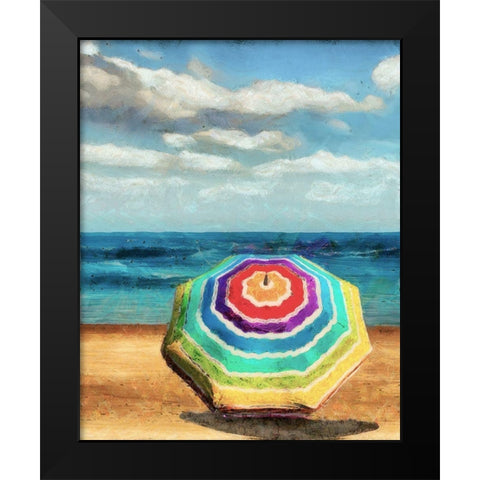 Beach Umbrella I Black Modern Wood Framed Art Print by Saunders, Alonzo