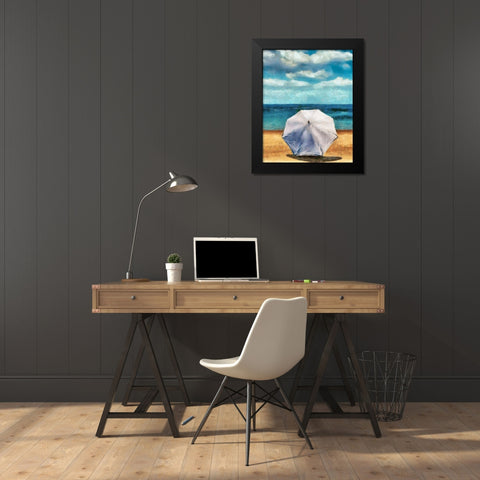 Beach Umbrella II Black Modern Wood Framed Art Print by Saunders, Alonzo