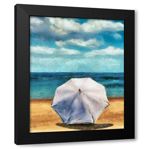 Beach Umbrella II Black Modern Wood Framed Art Print by Saunders, Alonzo