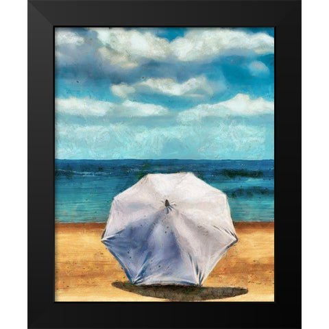 Beach Umbrella II Black Modern Wood Framed Art Print by Saunders, Alonzo