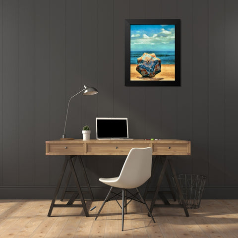Beach Umbrella III Black Modern Wood Framed Art Print by Saunders, Alonzo