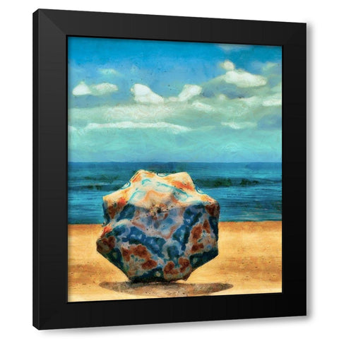 Beach Umbrella III Black Modern Wood Framed Art Print with Double Matting by Saunders, Alonzo