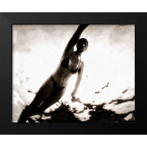 Evening Swim I Black Modern Wood Framed Art Print by Saunders, Alonzo