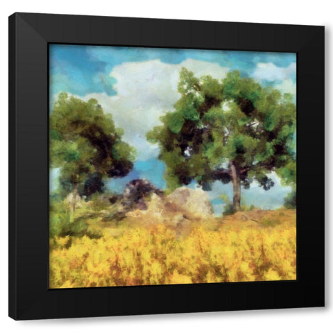 Mellow Yellow Landscape I Black Modern Wood Framed Art Print with Double Matting by Saunders, Alonzo