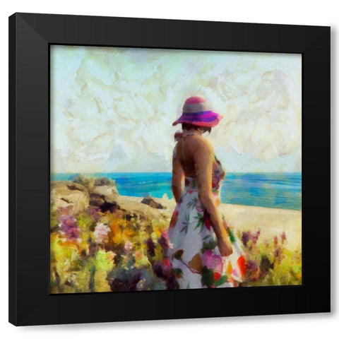 Morning Meadow Stroll II Black Modern Wood Framed Art Print with Double Matting by Saunders, Alonzo