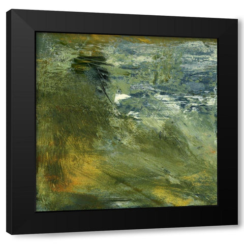 Encaustic Tile in Green I Black Modern Wood Framed Art Print with Double Matting by Gordon, Sharon