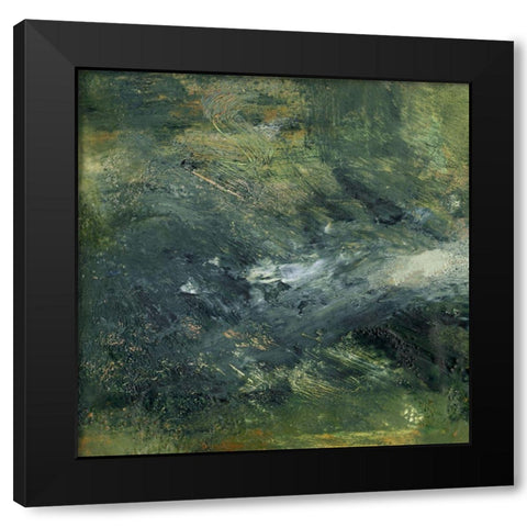 Encaustic Tile in Green IV Black Modern Wood Framed Art Print with Double Matting by Gordon, Sharon