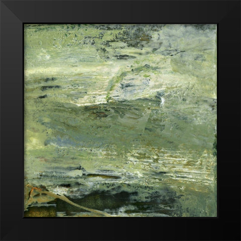 Encaustic Tile in Green VIII Black Modern Wood Framed Art Print by Gordon, Sharon