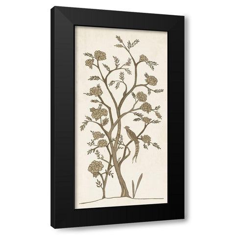 Custom Sepia Chinoiserie I Black Modern Wood Framed Art Print with Double Matting by Zarris, Chariklia