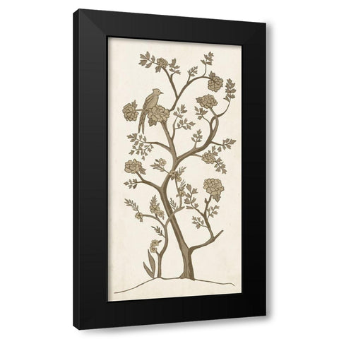 Custom Sepia Chinoiserie II Black Modern Wood Framed Art Print with Double Matting by Zarris, Chariklia