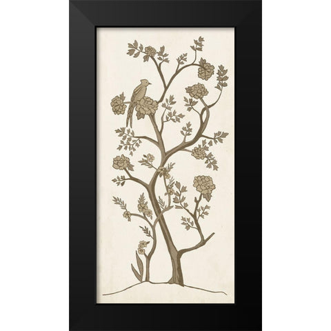 Custom Sepia Chinoiserie II Black Modern Wood Framed Art Print by Zarris, Chariklia