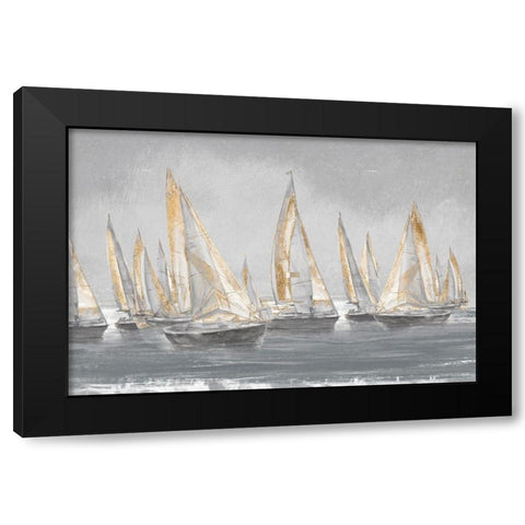 Sailing Horizon Black Modern Wood Framed Art Print by Studio W