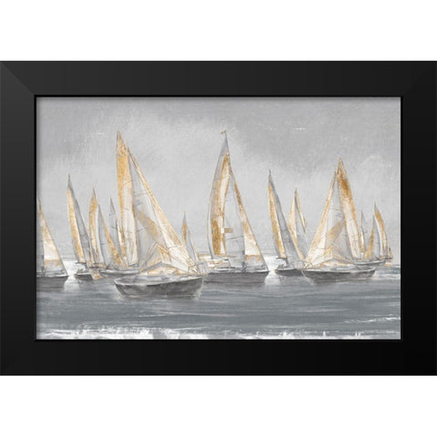 Sailing Horizon Black Modern Wood Framed Art Print by Studio W