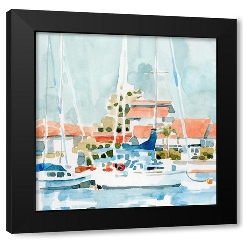 Beach Town Summer I Black Modern Wood Framed Art Print with Double Matting by Caroline, Emma