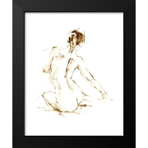 Drybrush Figure Study I Black Modern Wood Framed Art Print by Harper, Ethan