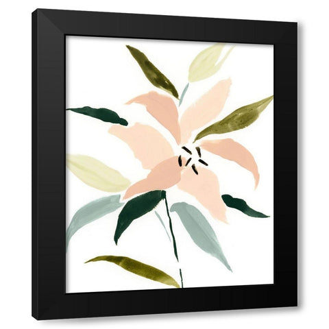 Lily Abstracted I Black Modern Wood Framed Art Print with Double Matting by Barnes, Victoria