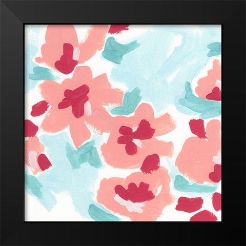 Cherry Blossom Pop I Black Modern Wood Framed Art Print by Vess, June Erica