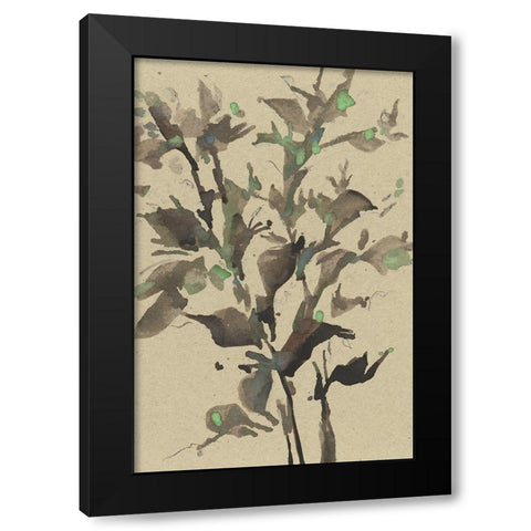 Leaves on Taupe II Black Modern Wood Framed Art Print by Dixon, Samuel