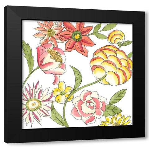 Bouquet Garden II Black Modern Wood Framed Art Print with Double Matting by Zarris, Chariklia