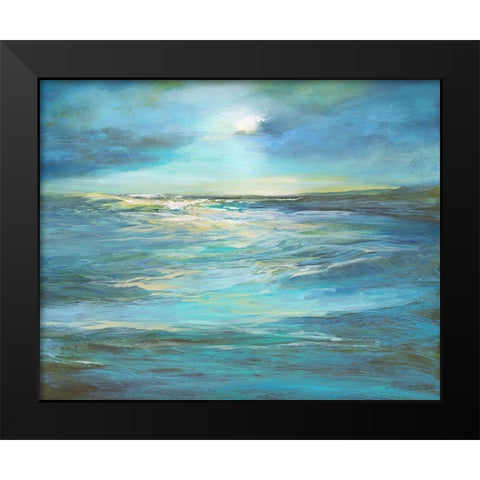 Moonlight Reef Black Modern Wood Framed Art Print by Finch, Sheila