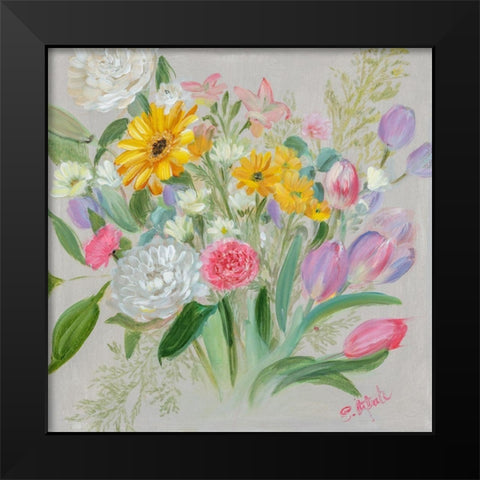 Floral Burst I Black Modern Wood Framed Art Print by Iafrate, Sandra