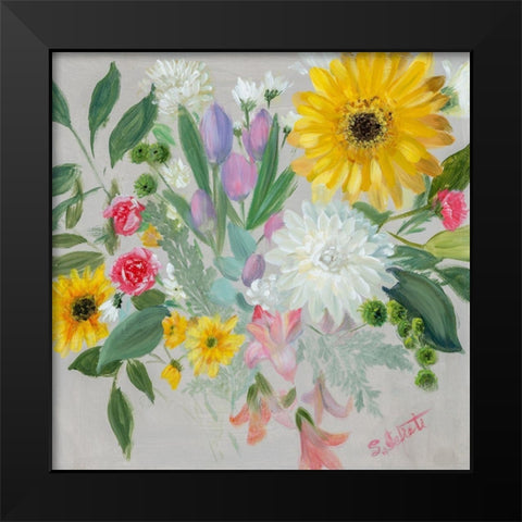 Floral Burst II Black Modern Wood Framed Art Print by Iafrate, Sandra