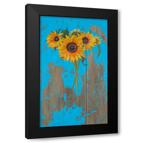 Sunflowers on Barnwood I Black Modern Wood Framed Art Print with Double Matting by Iafrate, Sandra