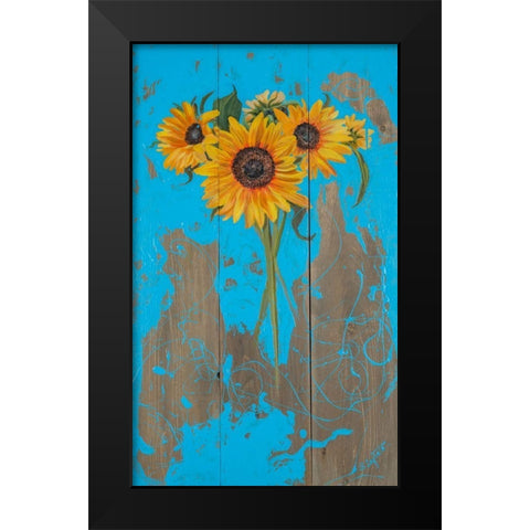 Sunflowers on Barnwood I Black Modern Wood Framed Art Print by Iafrate, Sandra