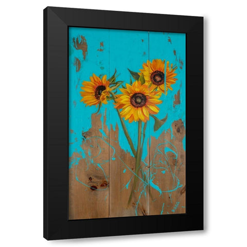 Sunflowers on Barnwood II Black Modern Wood Framed Art Print by Iafrate, Sandra