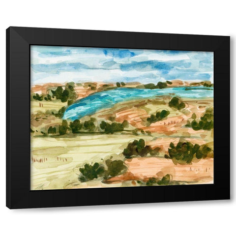 Sunset Village I Black Modern Wood Framed Art Print with Double Matting by Wang, Melissa