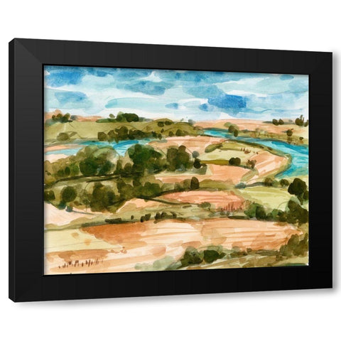 Sunset Village II Black Modern Wood Framed Art Print with Double Matting by Wang, Melissa